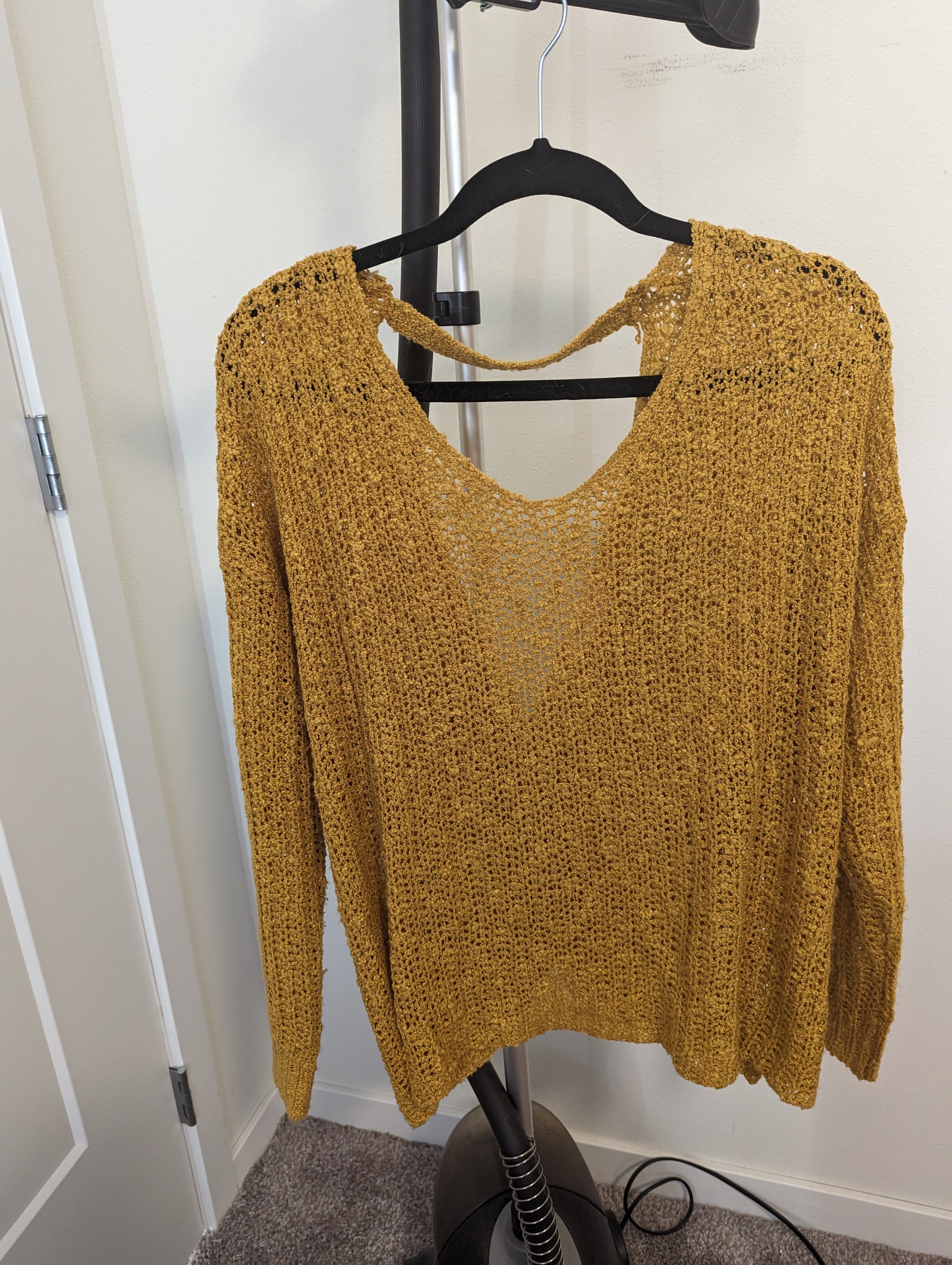 Mustard Knit Twist-Back Sweater