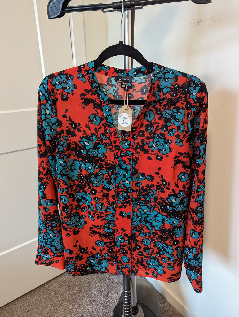 The Limited Blue & Red Blouse