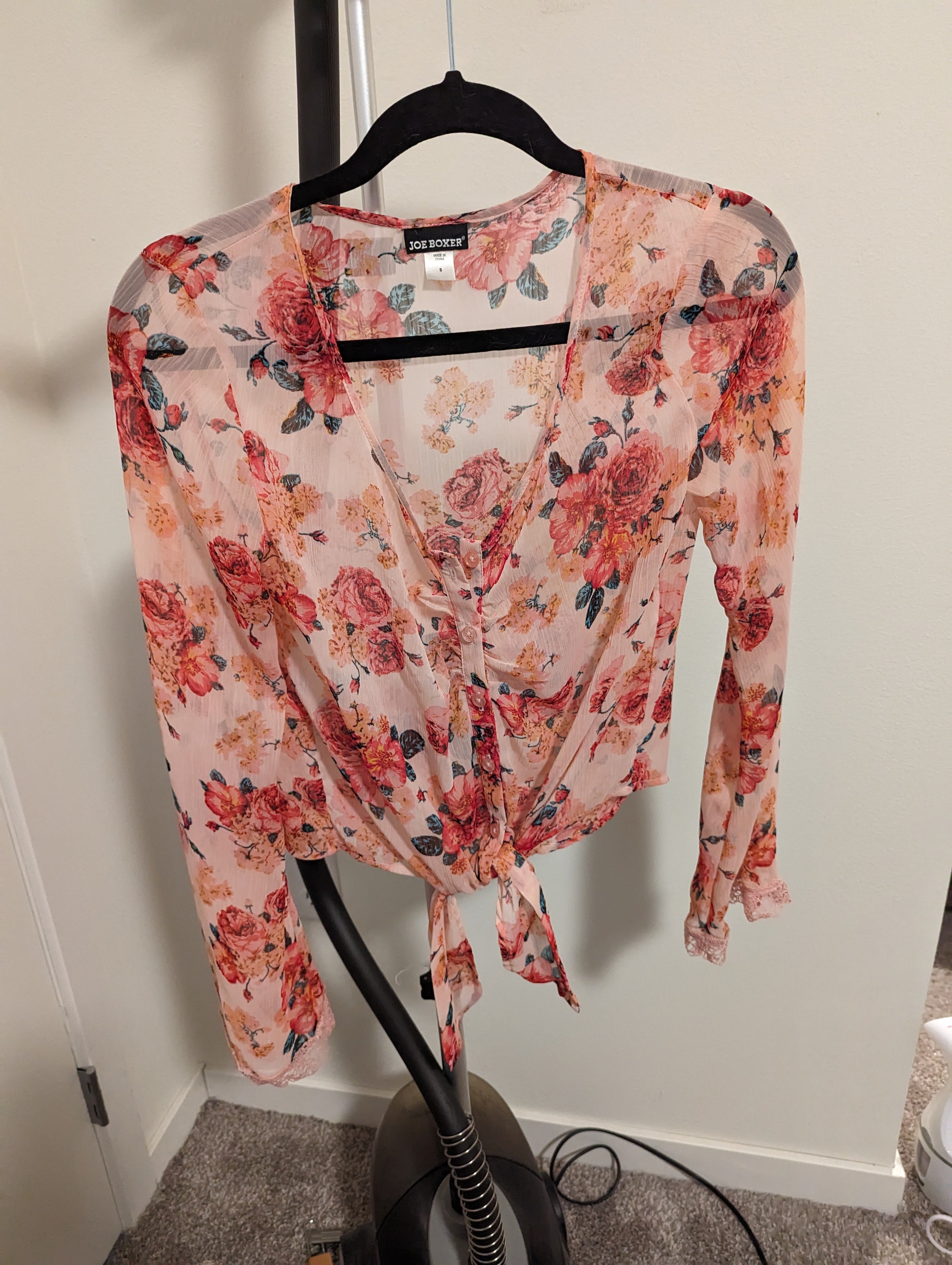 Rose-colored Tie Front Blouse
