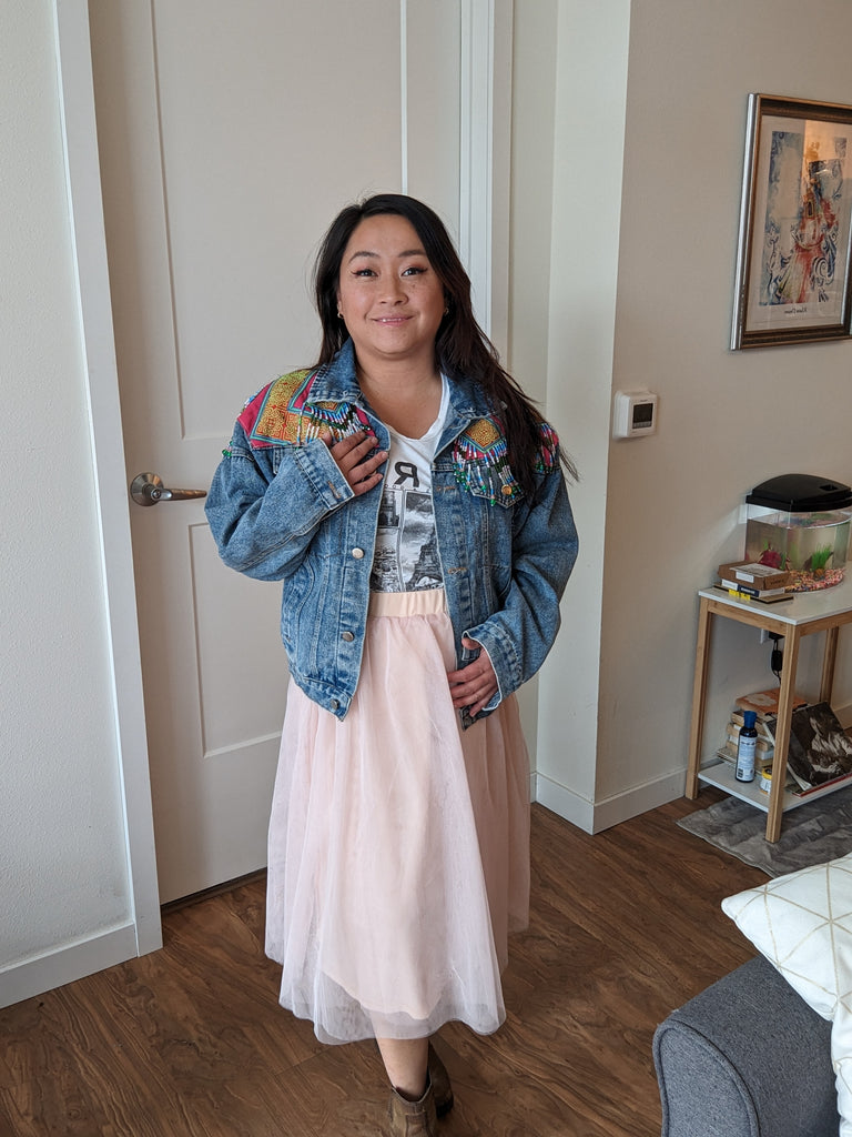 Boho Hmong Vintage Denim Jacket