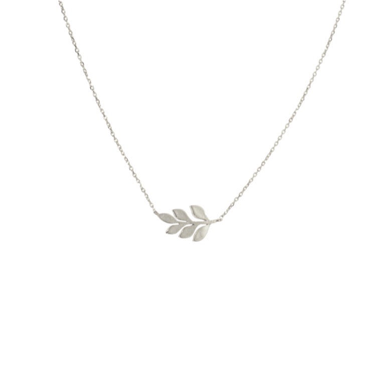 Silver Olive Branch Necklace