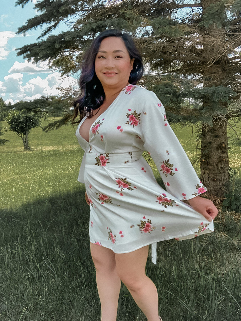 White Floral Kimono Dress