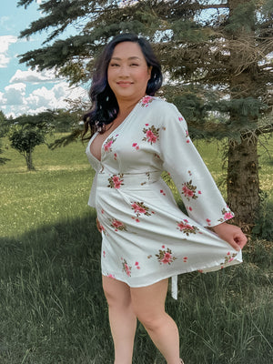White Floral Kimono Dress